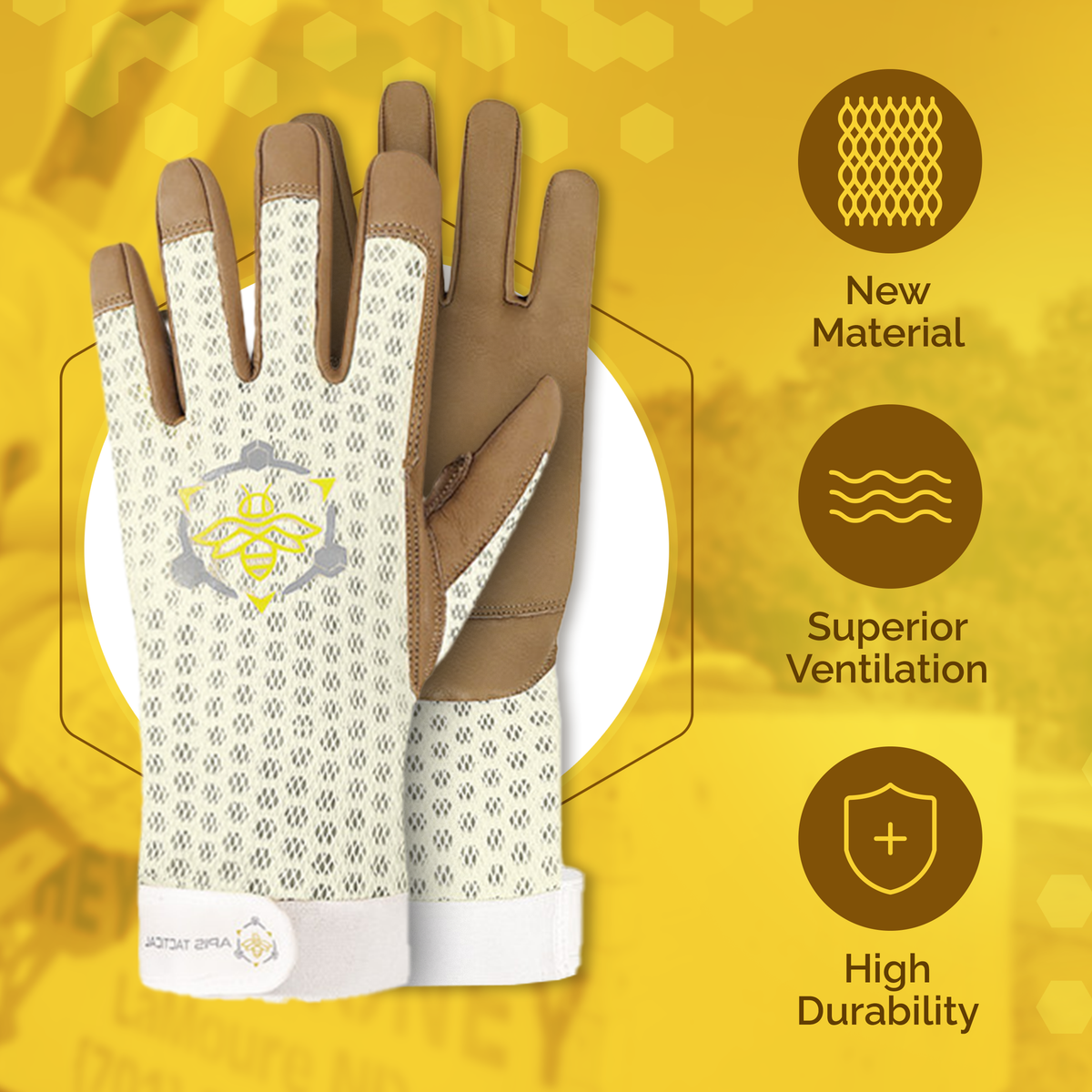 Apis Tactical Heavy Duty Beekeeping Gloves - WHITE