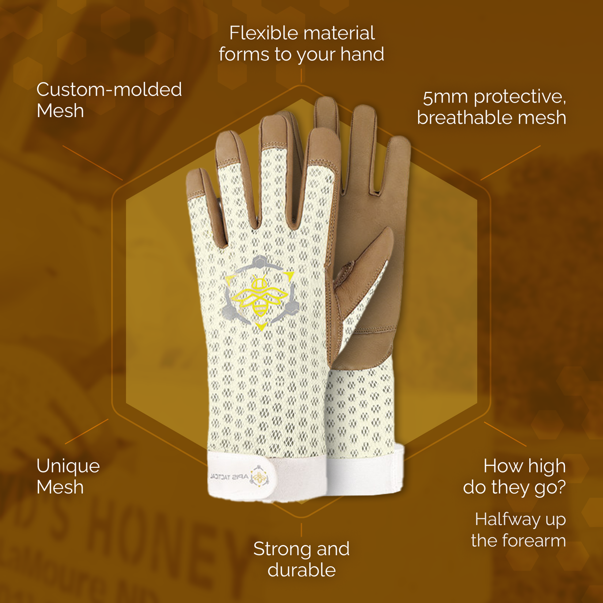 Apis Tactical Heavy Duty Beekeeping Gloves - WHITE
