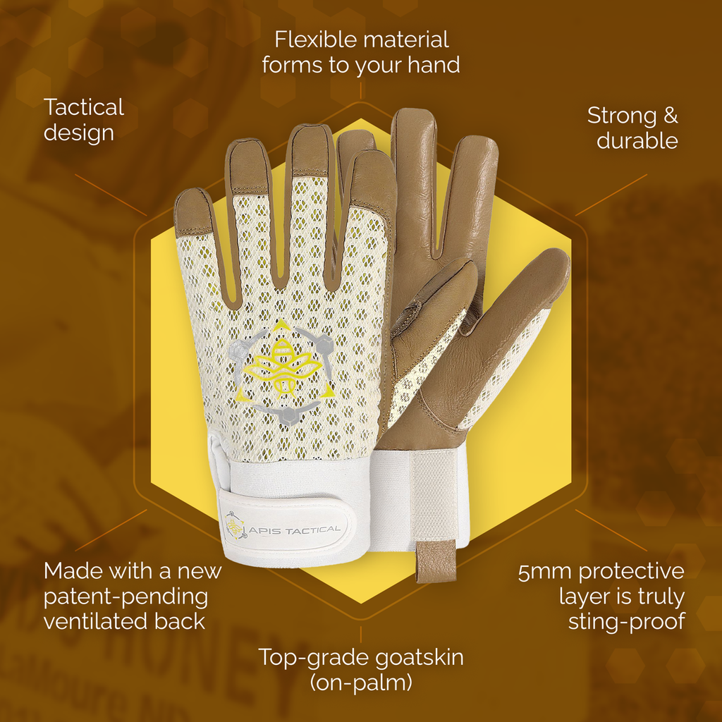 Apis Tactical PRO Beekeeping Gloves - WHITE