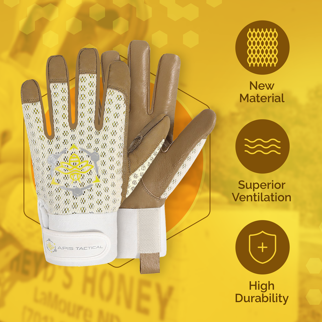 Apis Tactical PRO Beekeeping Gloves - WHITE