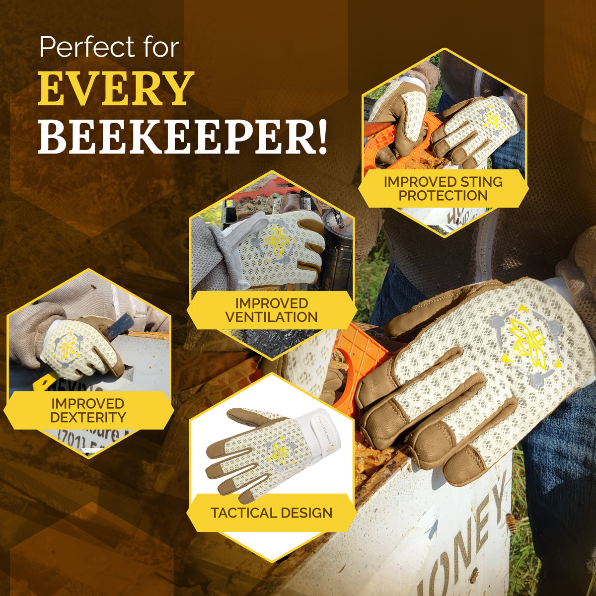 Apis Tactical PRO Beekeeping Gloves - WHITE